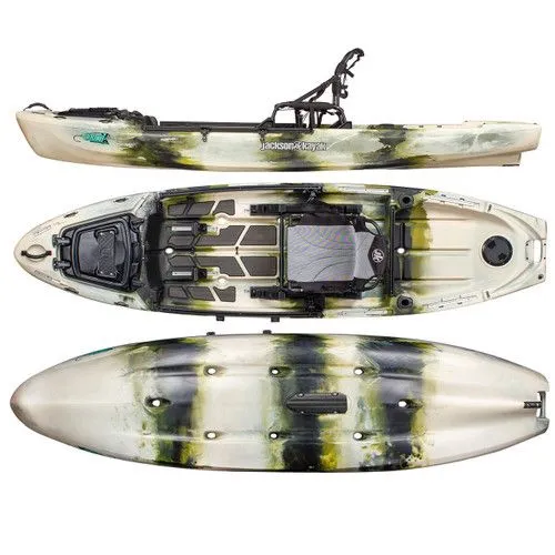 The Image of Jackson Coosa X 2023 kayak in forest camo, side, top, and bottom view. - 1
