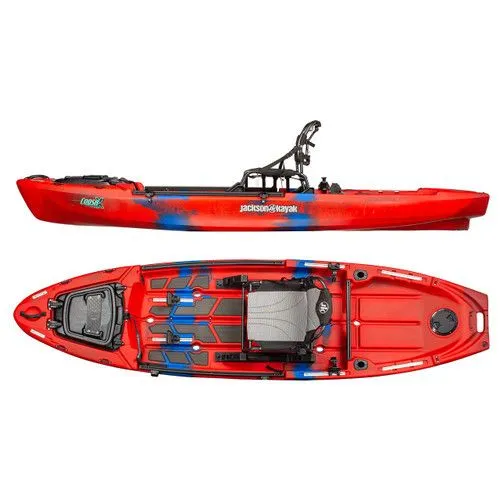 The Image of Red Jackson Coosa X kayak, 2023 model, side and top view. - 1