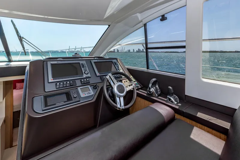 Slide: The Image of Interior helm of 2011 Beneteau Gran Turismo 49 Fly yacht with ocean view. - 24