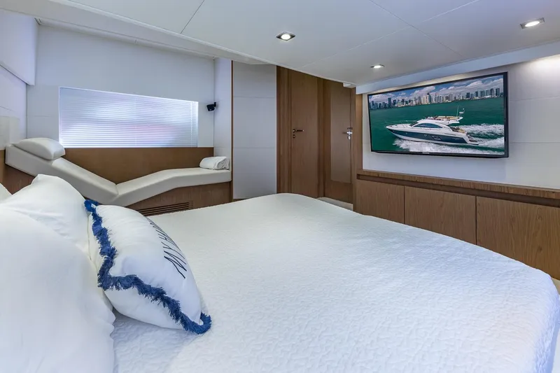 Slide: The Image of Luxurious bedroom interior of 2011 Beneteau Gran Turismo 49 Fly yacht. - 33