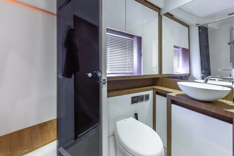 Slide: The Image of Luxurious bathroom interior of 2011 Beneteau Gran Turismo 49 Fly yacht. - 34