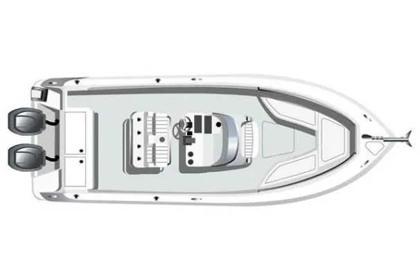 Slide: The Image of Top view of 2013 Robalo R260 Center Console boat. - 1