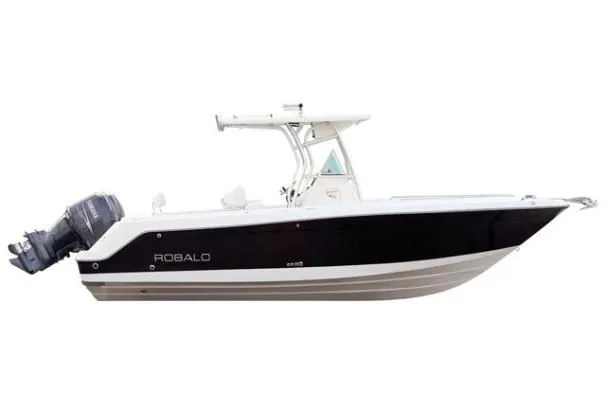 Slide: The Image of 2013 Robalo R260 Center Console boat side view - 42