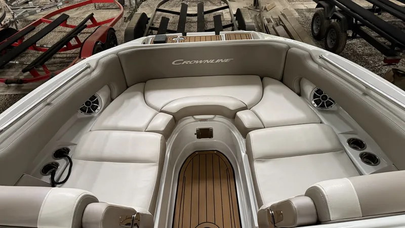 Slide: The Image of Interior of 2022 Crownline Eclipse E255 XS with white seating. - 10