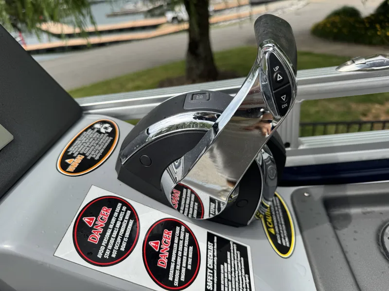 Slide: The Image of Harris Solstice 250 SLDH 2020 boat control with warning stickers. - 12