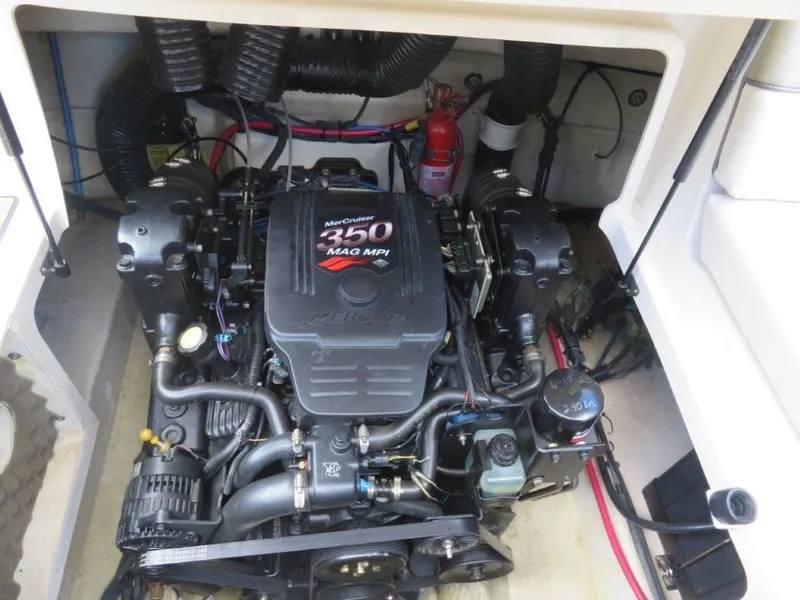 Slide: The Image of Engine compartment of a 2006 Sea Ray 240 Sundeck with MerCruiser 350 MAG MPI. - 5
