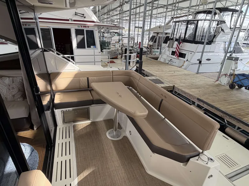 Slide: The Image of Interior of 2017 Sea Ray Sundancer 400 yacht with seating area. - 10
