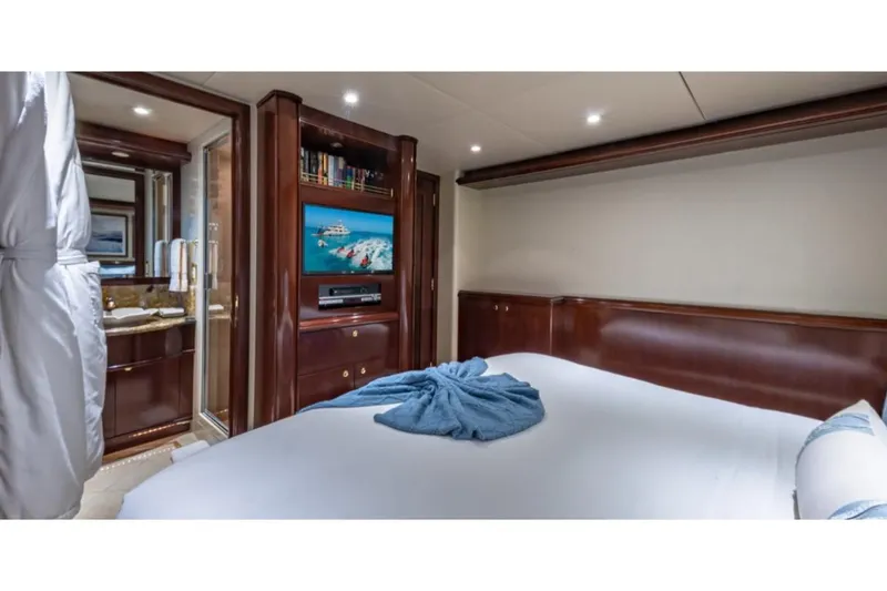 Slide: The Image of Luxurious bedroom on 1988 Van Mill 143 Tri-Deck Motor Yacht with ensuite bathroom. - 39