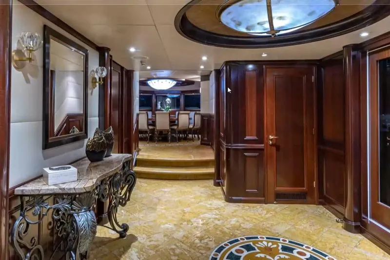 Slide: The Image of Luxurious interior of 1988 Van Mill 143 Tri-Deck Motor Yacht with elegant wood paneling. - 50