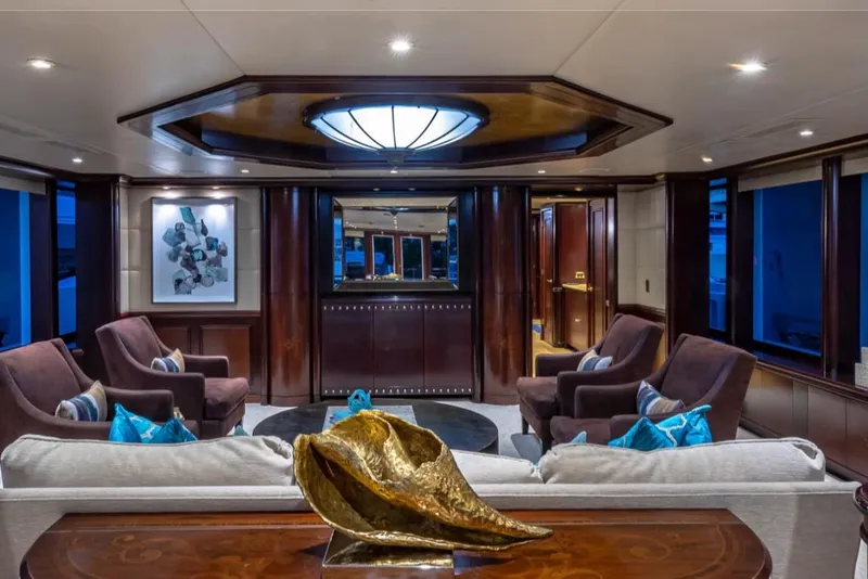 Slide: The Image of Luxurious interior of 1988 Van Mill 143 Tri-Deck Motor Yacht with elegant seating and decor. - 58