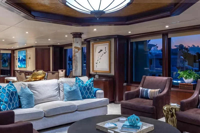 Slide: The Image of Luxurious interior of 1988 Van Mill 143 Tri-Deck Motor Yacht with elegant seating and decor. - 59