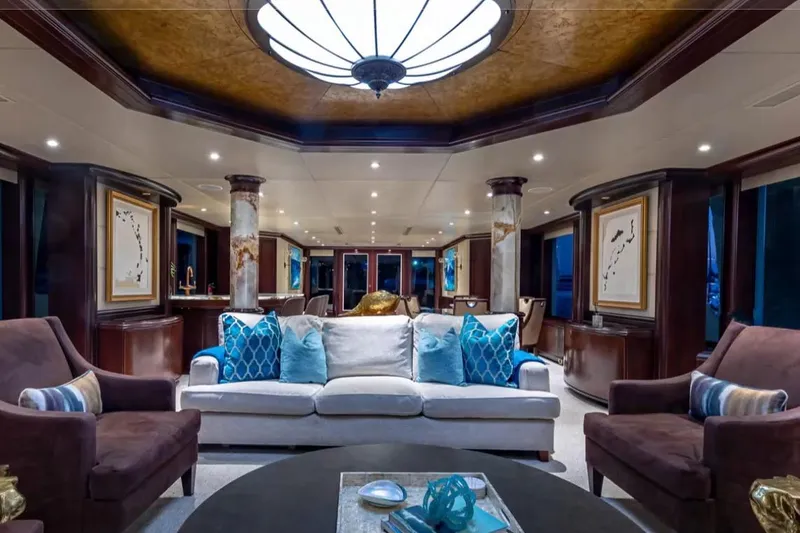 Slide: The Image of Luxurious interior of 1988 Van Mill 143 Tri-Deck Motor Yacht with elegant seating and decor. - 60