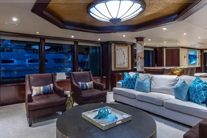 Slide: The Image of Luxurious interior of 1988 Van Mill 143 Tri-Deck Motor Yacht with elegant seating and decor. - 63