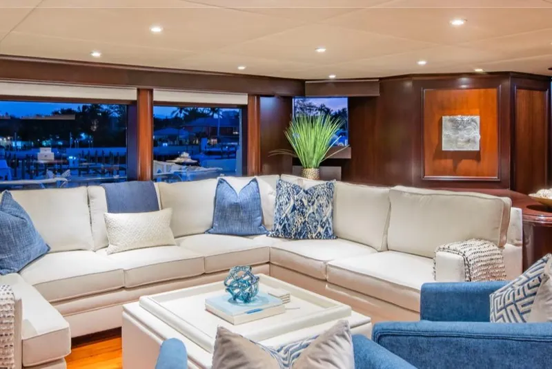 Slide: The Image of Luxurious interior of 1988 Van Mill 143 Tri-Deck Motor Yacht with elegant seating and decor. - 64