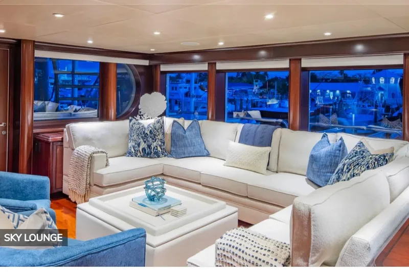 Slide: The Image of Luxurious sky lounge interior of 1988 Van Mill 143 Tri-Deck Motor Yacht. - 66