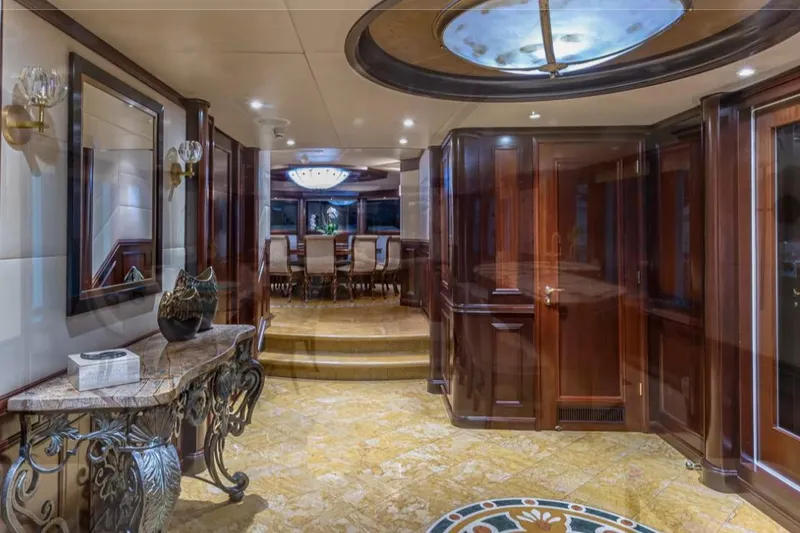 Slide: The Image of Luxurious interior of 1988 Van Mill 143 Tri-Deck Motor Yacht with elegant wood finishes. - 73