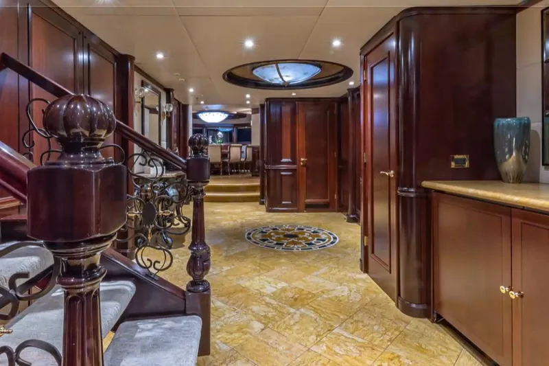 Slide: The Image of Luxurious interior of 1988 Van Mill 143 Tri-Deck Motor Yacht with elegant wood finishes. - 75