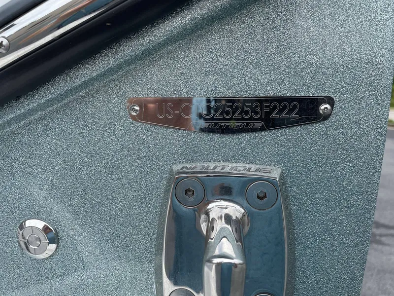 Slide: The Image of Nautique G25 2022 boat with serial number plate. - 23