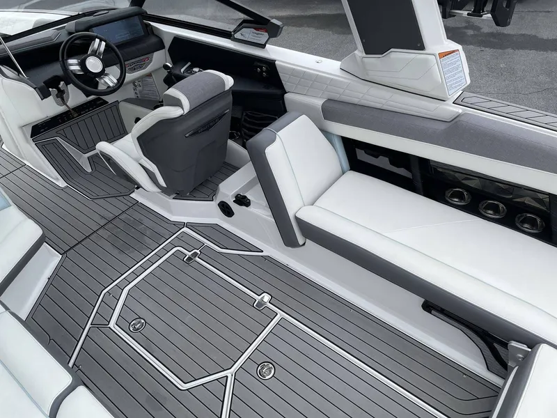 Slide: The Image of Interior of 2022 Nautique G25 with modern design and gray accents. - 9