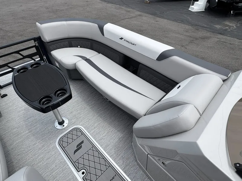 Slide: The Image of Interior of 2026 Starcraft SLS-5 Q DH with gray upholstery and table. - 27