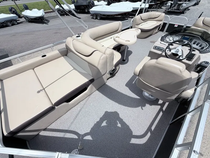 Slide: The Image of Interior of a 2016 Sun Tracker Party Barge 22 DLX pontoon boat. - 9