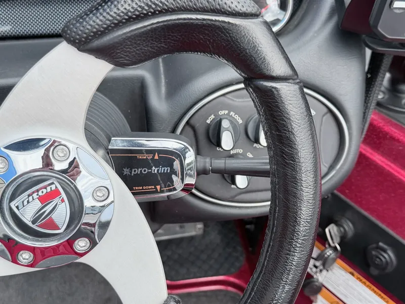 Slide: The Image of Steering wheel of 2017 Triton 19 TrX with Pro-Trim control. - 43