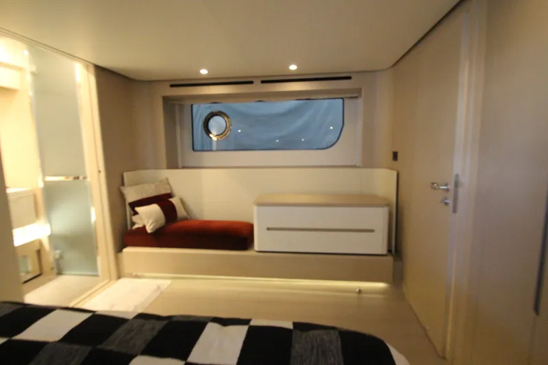 Slide: The Image of Luxurious interior of 2023 Azimut Fly 68 yacht with modern furnishings and elegant design. - 68