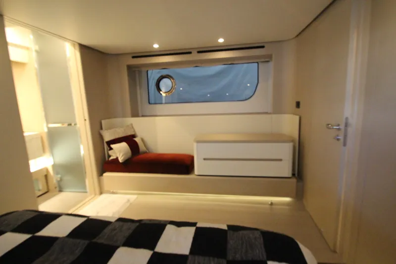 Slide: The Image of Luxurious interior of 2023 Azimut Fly 68 yacht with modern furnishings and elegant design. - 66