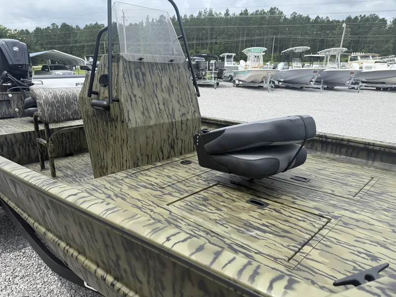 Slide: The Image of Lowe Roughneck 1760 Pathfinder 2026 with camouflage design and center console. - 7