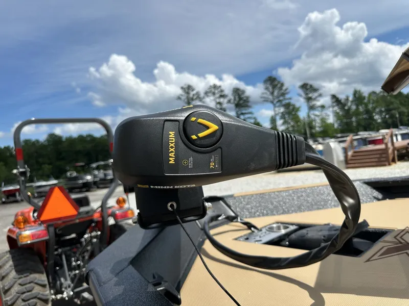 Slide: The Image of Close-up of Minn Kota Maxxum motor on Xpress H20C Crappie boat. - 4