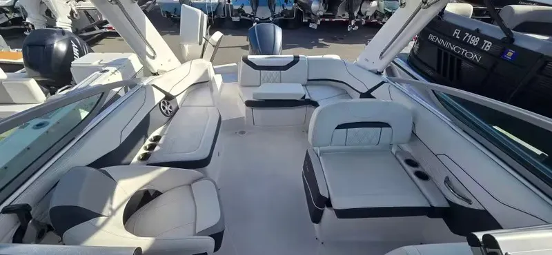 Slide: The Image of Interior of a 2019 Regal 23 OBX boat with luxurious seating. - 9