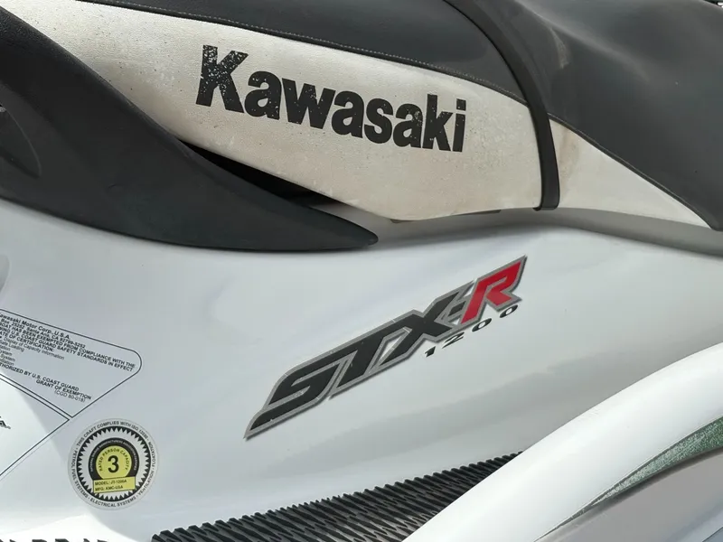 Slide: The Image of Close-up of a 2003 Kawasaki 1200 STX-R jet ski seat. - 2