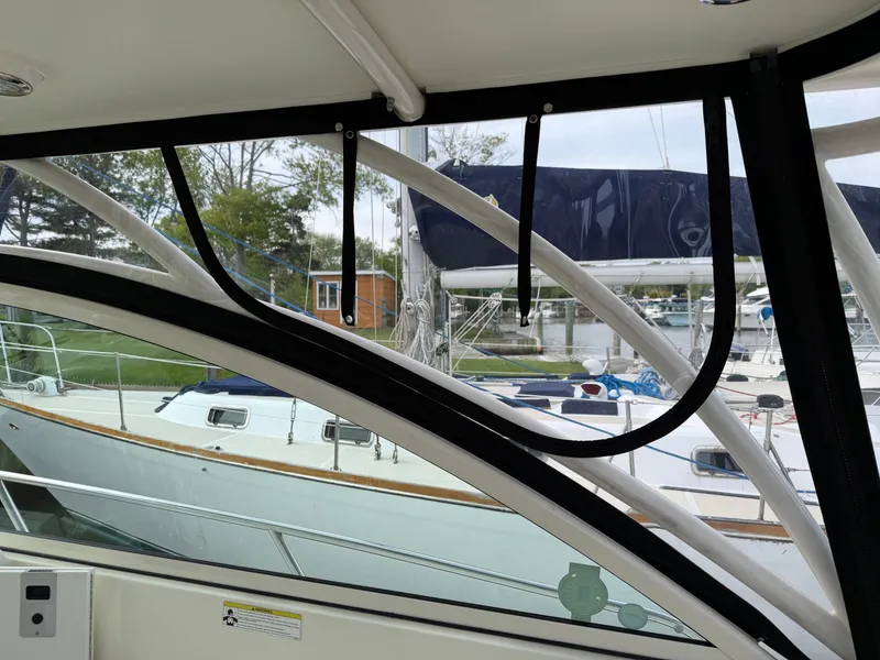 Slide: The Image of Interior view of a World Cat 320 EC yacht in harbor. - 40