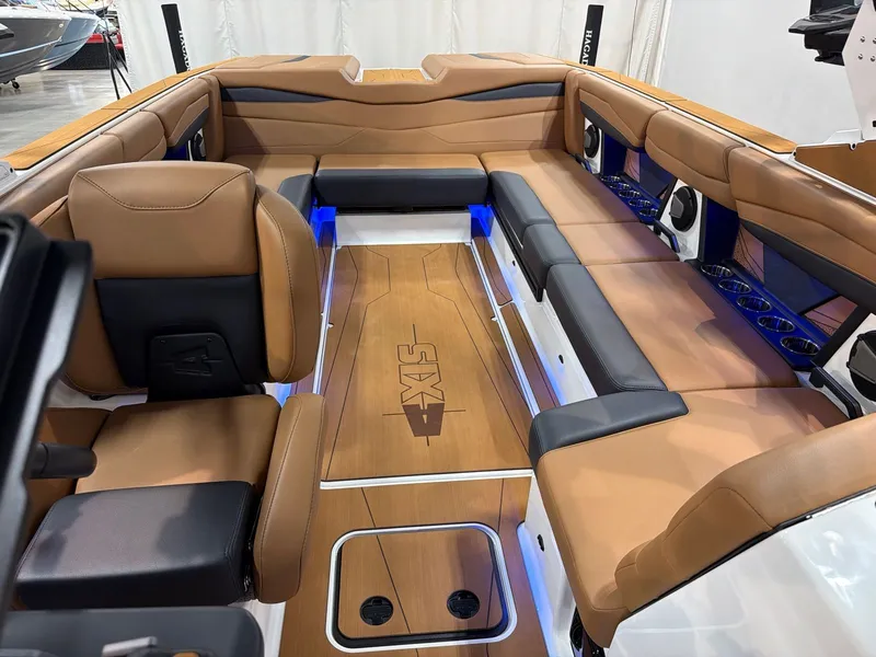 Slide: The Image of Interior of Axis A245 boat, luxurious seating, LED lighting, model year 2026. - 13