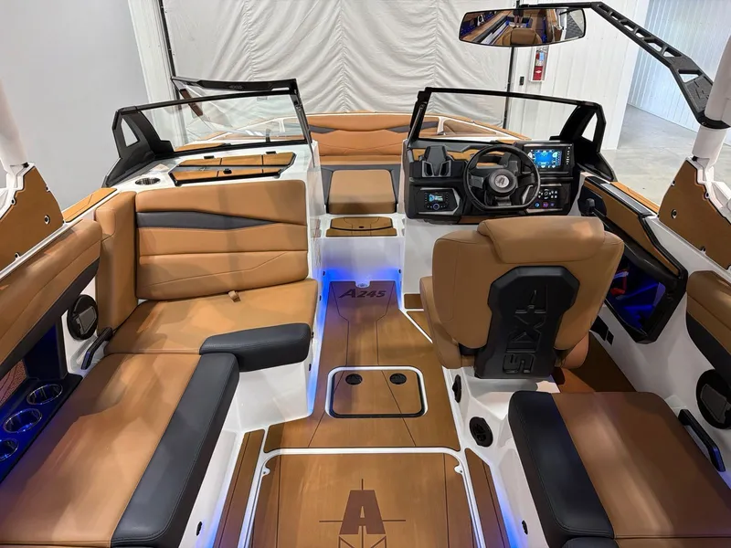 Slide: The Image of Interior of Axis A245 boat, 2026 model, featuring luxurious seating. - 8