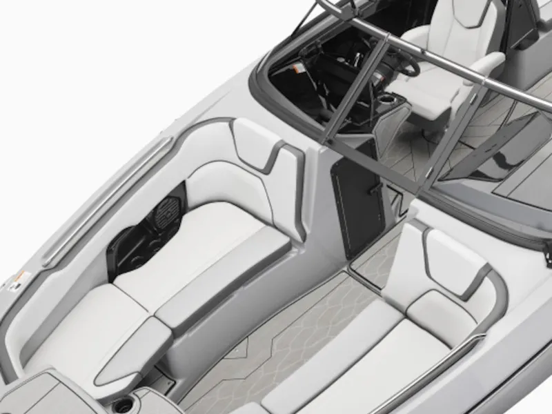 Slide: The Image of Interior of 2026 Yamaha Boats 252XE with sleek white seating. - 3