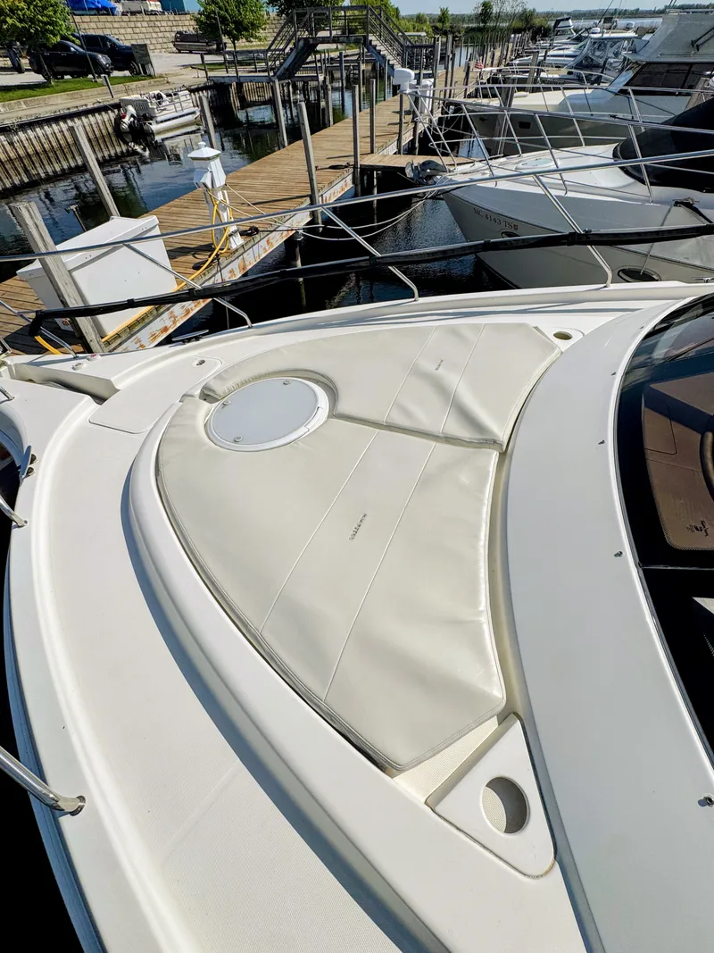 Slide: The Image of 2002 Silverton 39 Motor Yacht at dock, view of foredeck. - 10