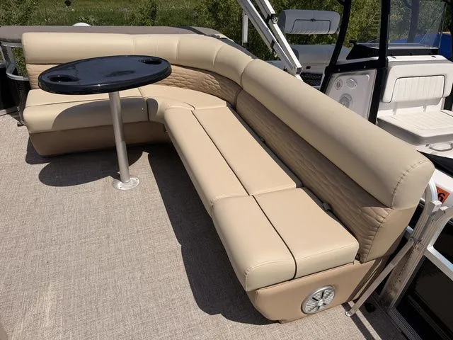 Slide: The Image of Luxurious seating area on Montego Bay Pontoon 2023 model C8520 DLX. - 10