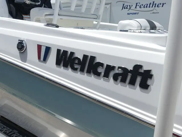 Slide: The Image of Wellcraft 222 Fisherman 2023 boat with logo and details. - 7