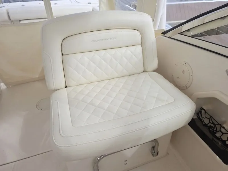 Slide: The Image of Grady-White Freedom 275 seat, luxurious white leather, 2019 model. - 13