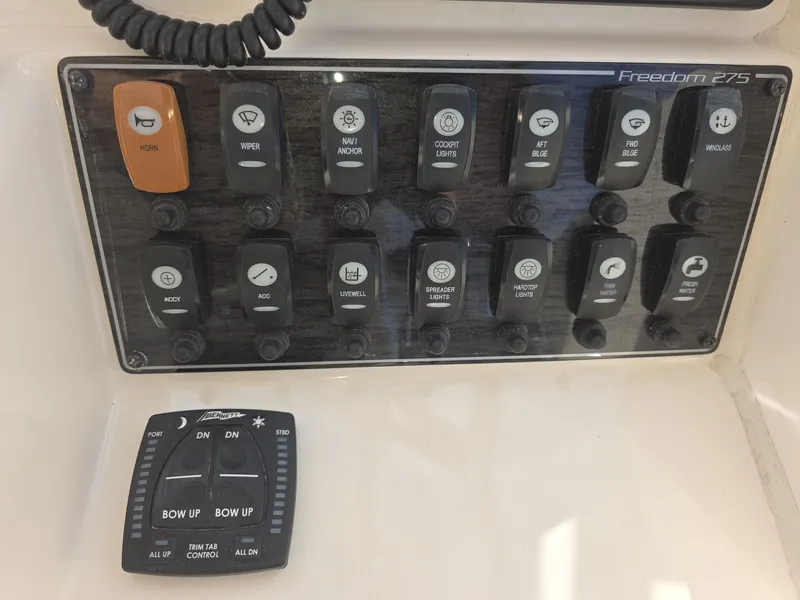 Slide: The Image of Control panel of 2019 Grady-White Freedom 275 boat. - 24