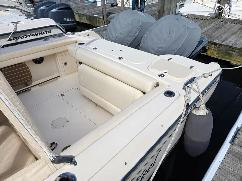 Slide: The Image of 2019 Grady-White Freedom 275 boat at dock with Yamaha engines. - 8
