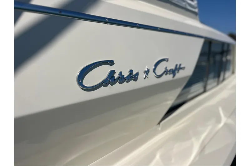 Slide: The Image of 1966 Chris-Craft 27 Commander boat with classic logo detail. - 15