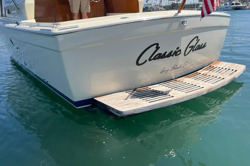 Slide: The Image of 1966 Chris-Craft 27 Commander boat named "Classic Glass" docked in Long Beach, CA. - 6