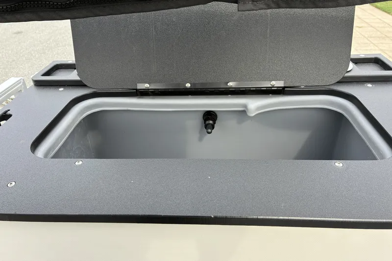 Slide: The Image of Livewell compartment on a 2026 Sun Tracker Fishin' Barge 20 DLX pontoon boat. - 15