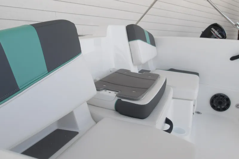 Slide: The Image of 2026 Tahoe T18 boat interior with stylish seating and modern design. - 13