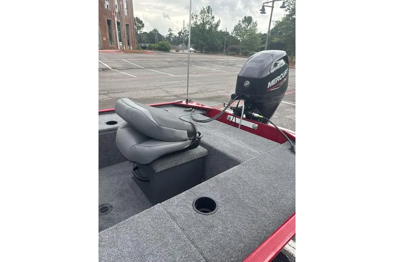 Slide: The Image of 2026 Tracker Panfish 17 boat with Mercury motor in parking lot. - 6