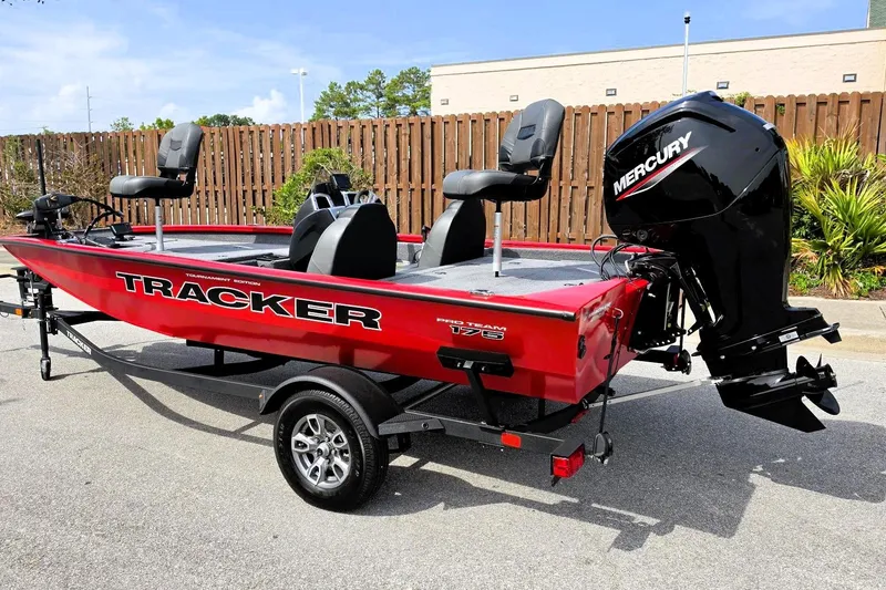 Slide: The Image of 2026 Tracker Pro Team 175 boat with Mercury engine on trailer. - 12