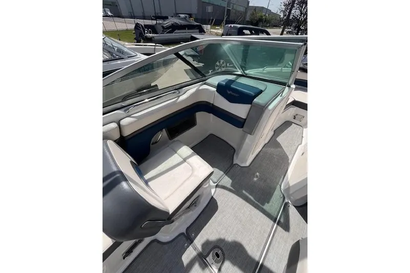 Slide: The Image of 2016 Chaparral Vortex 203 VR boat interior with seating and windshield. - 6