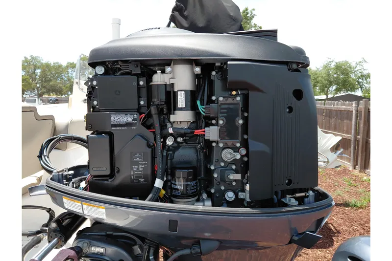 Slide: The Image of 2023 Key West 189 FS boat engine, detailed view of internal components. - 39
